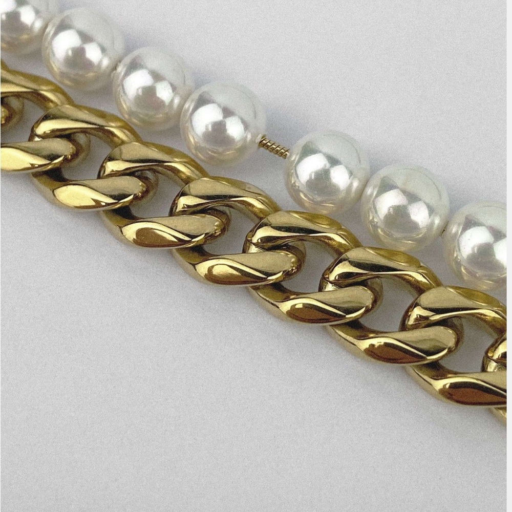 Rare-Romance Pearl Cuban Chain/Choker - Picture 8 of 9